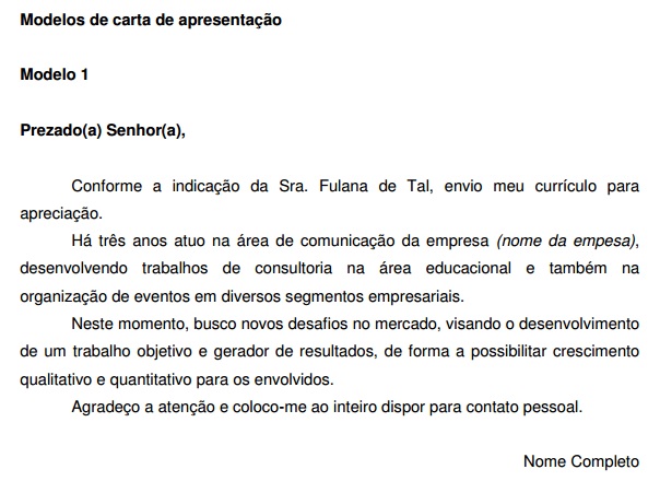 Veja como fazer uma carta de apresentação para vaga de 