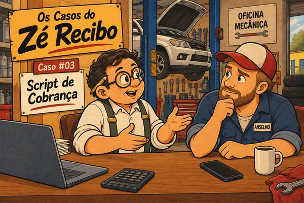 Script de cobrança: Caso #03 do Zé Recibo Script de cobrança: Zé Recibo conversa com Seu Anselmo, dono de oficina mecânica, sobre como cobrar o cliente (Caso #03)